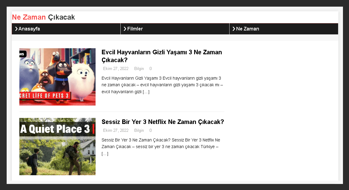 Film Ne Zaman Çıkacak Web Sitesi